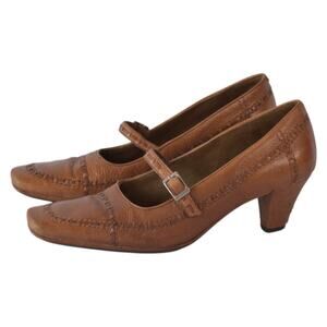 Aerosoles Brown Leather Mary Jane Heels | Retro Comfort Work Shoes Size 8